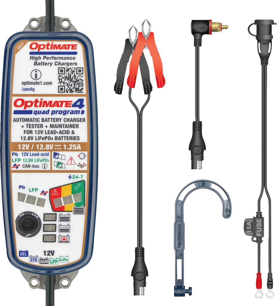 Tecmate Battery Charger/Maintainer - OptiMate™ 4 - Quad Program - Premium TM631PR - Back View