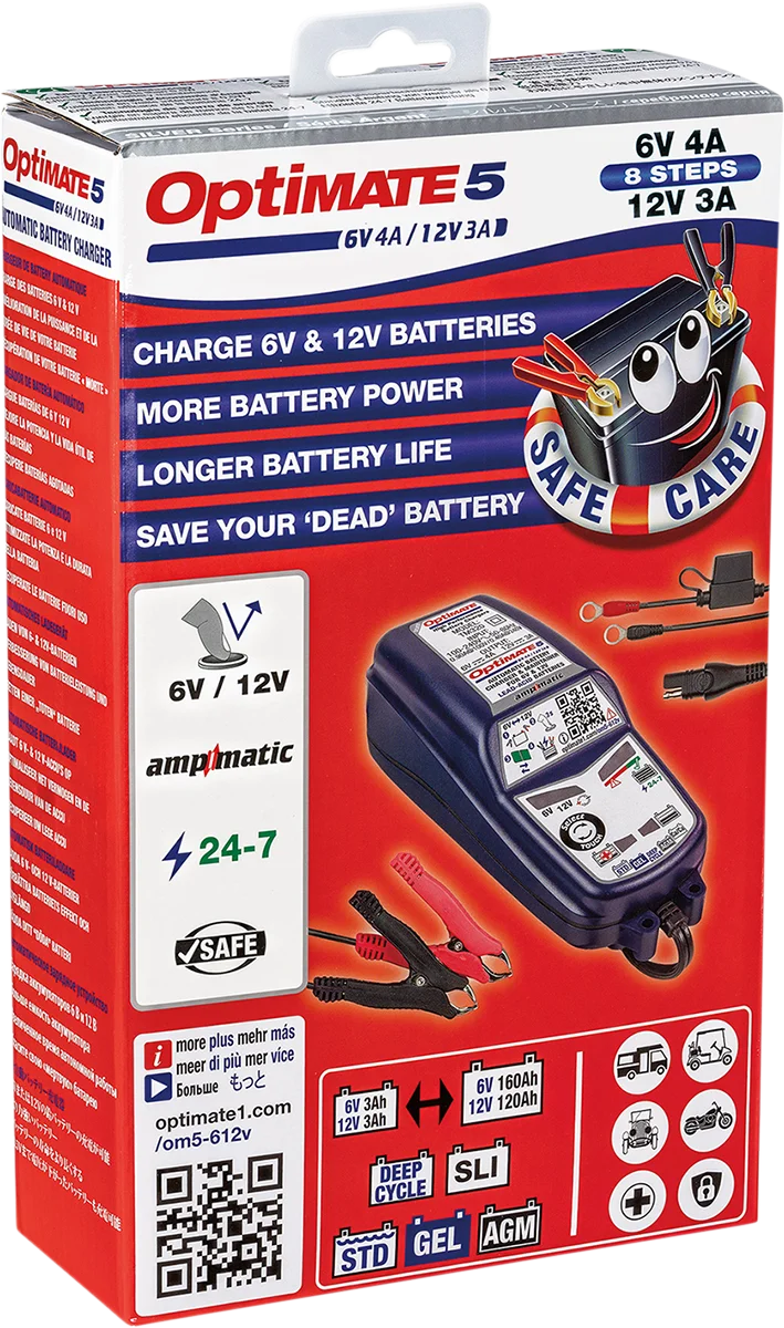 Tecmate Battery Charger/Maintainer TM-321 - Side View