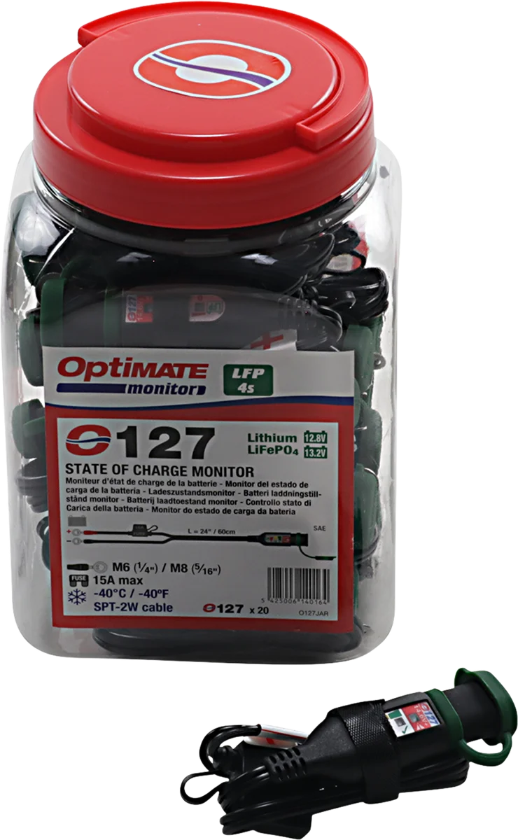 Tecmate Battery Status/Charge System Monitor - Lithium/SAE - 20 Pack O-127JAR - Back View