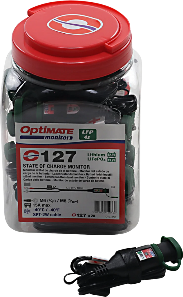 Tecmate Battery Status/Charge System Monitor - Lithium/SAE - 20 Pack O-127JAR - Back View