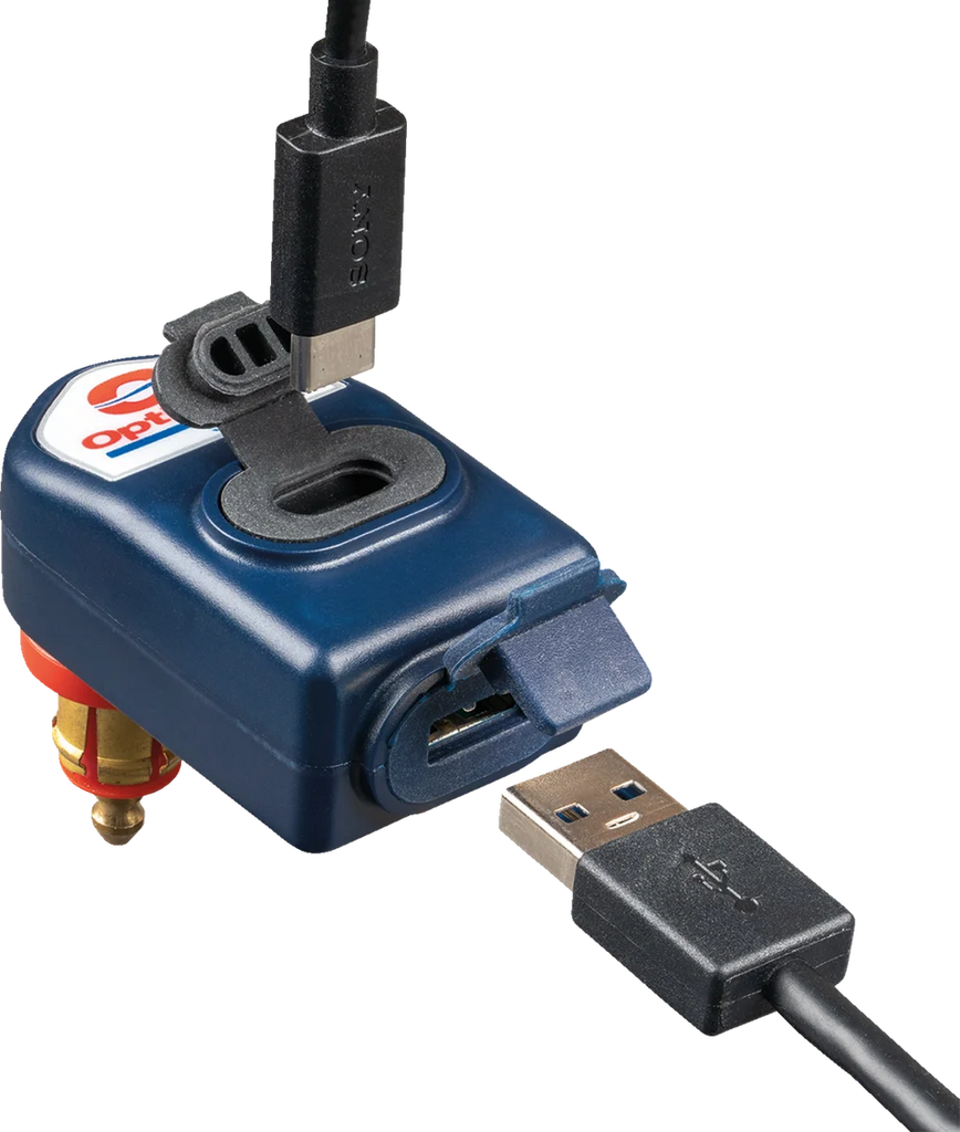 Tecmate Charger - OptiMate - 90° Elbow - USB-A/USB-C O-114 - Side View