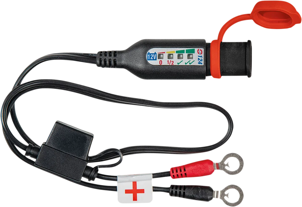 Tecmate Permanent Power Lead with Battery/Charge Status - 20" O-124 - Side View