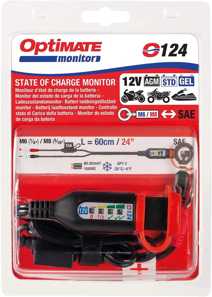 Tecmate Permanent Power Lead with Battery/Charge Status - 20" O-124 - Back View
