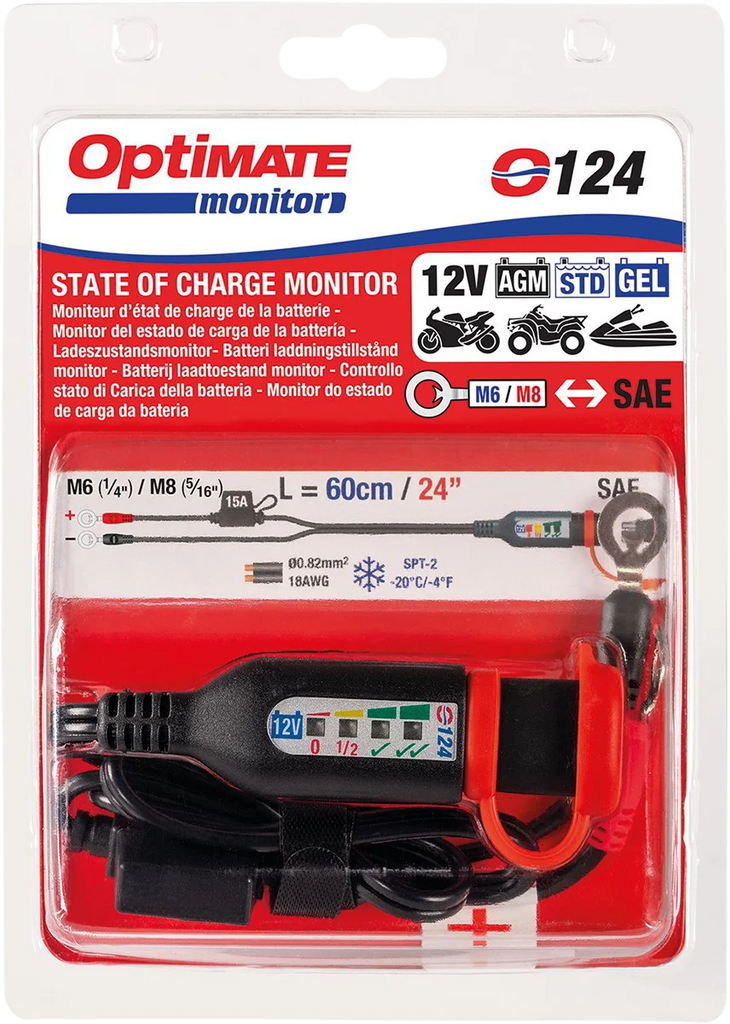 Tecmate Permanent Power Lead with Battery/Charge Status - 20" O-124 - Back View