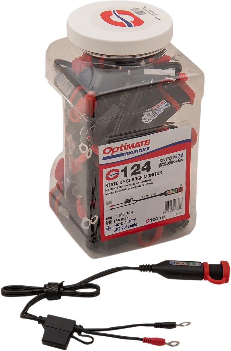Tecmate Permanent Power Lead with Battery/Charge Status - Jar of 20 O-124JAR - Side View