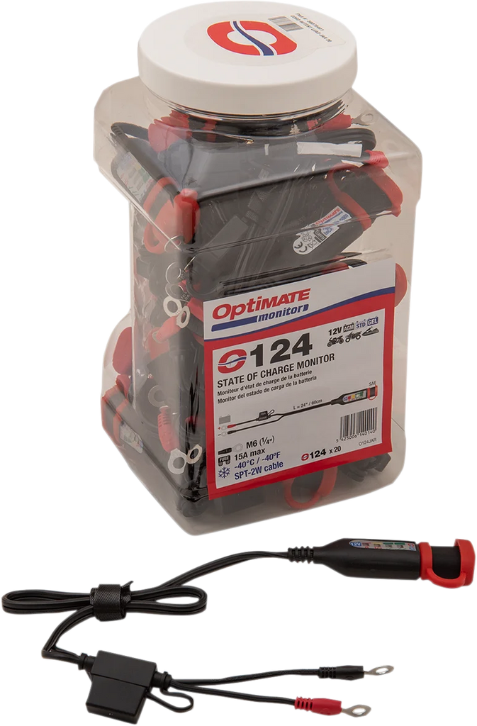 Tecmate Permanent Power Lead with Battery/Charge Status - Jar of 20 O-124JAR - Side View