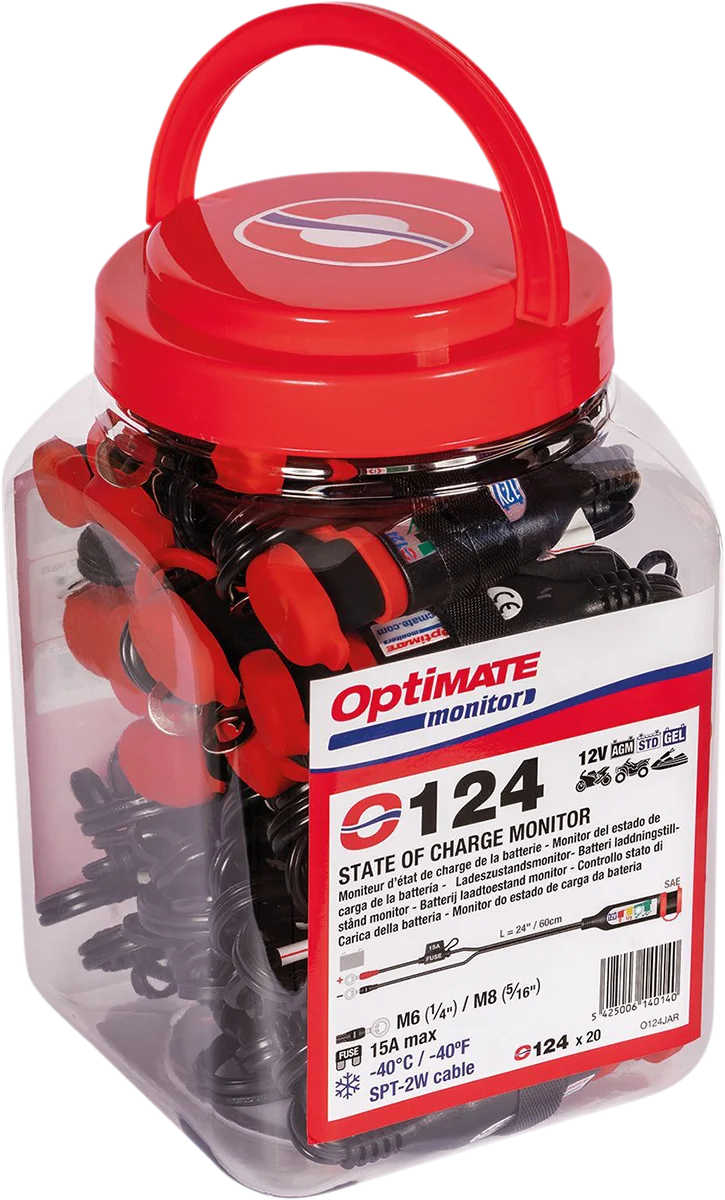 Tecmate Permanent Power Lead with Battery/Charge Status - Jar of 20 O-124JAR - Back View