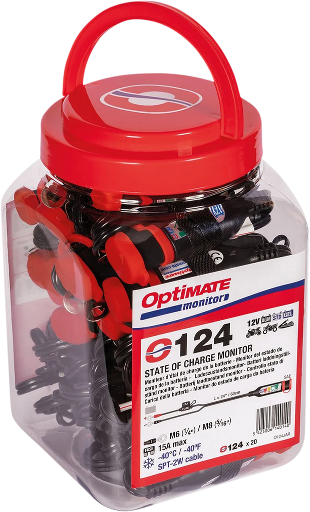Tecmate Permanent Power Lead with Battery/Charge Status - Jar of 20 O-124JAR - Back View