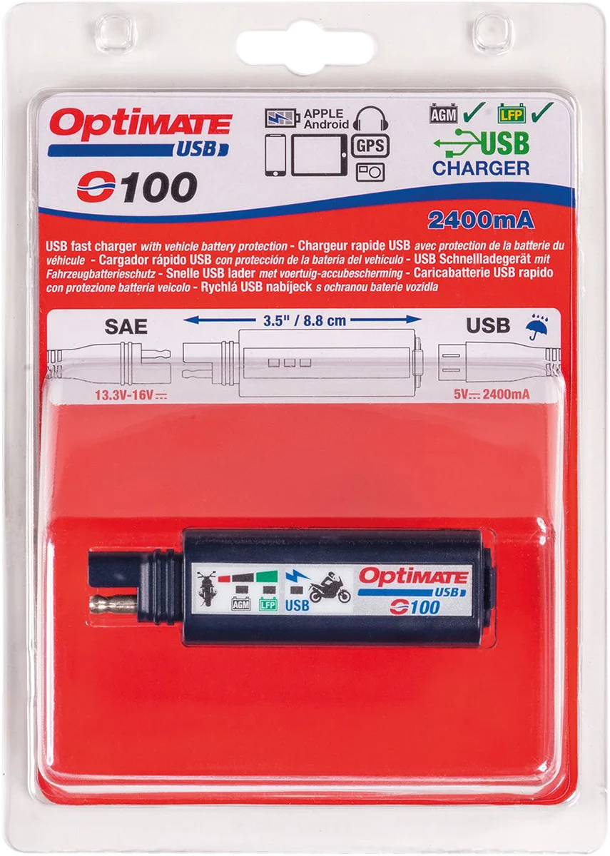 Tecmate SAE to USB Charger - 2 Pin Connector - LED O-100V3 - Installation View