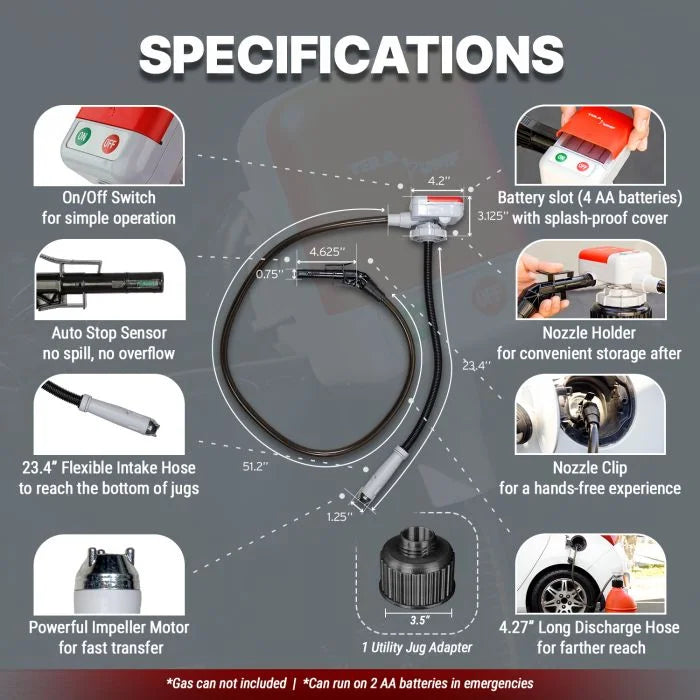 Terapump TERAPUMP TRFA01-XL-FUEL TRANSFER PUMP W / EXTENDED HOSES 20176 - Main Product View