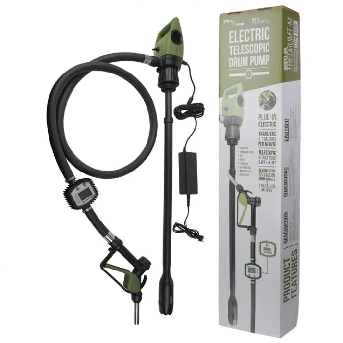 Terapump TREDRUMT-M - METERED ELECTRIC DRUM PUMP TELESCOPIC 20104