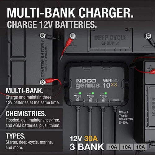 The NOCO Company - Archived 3-BANK 30A ONBOARD BATTERY CHARGER GENPRO10X3 - Back View