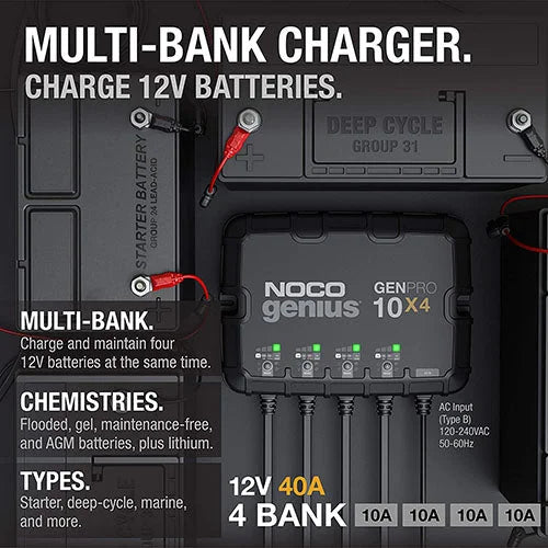 The NOCO Company - Archived 4-BANK 40A ONBOARD BATTERY CHARGER GENPRO10X4 - Back View