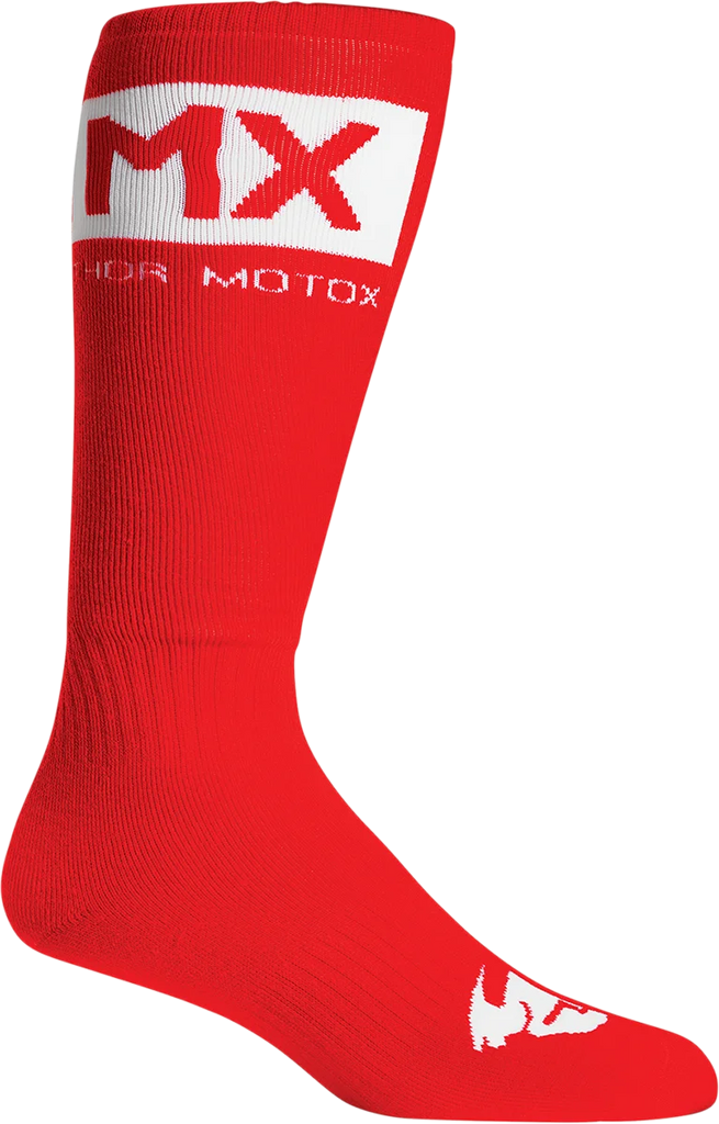 Thor MX Solid Socks - Red/White - Size 10-13 - Main Product View