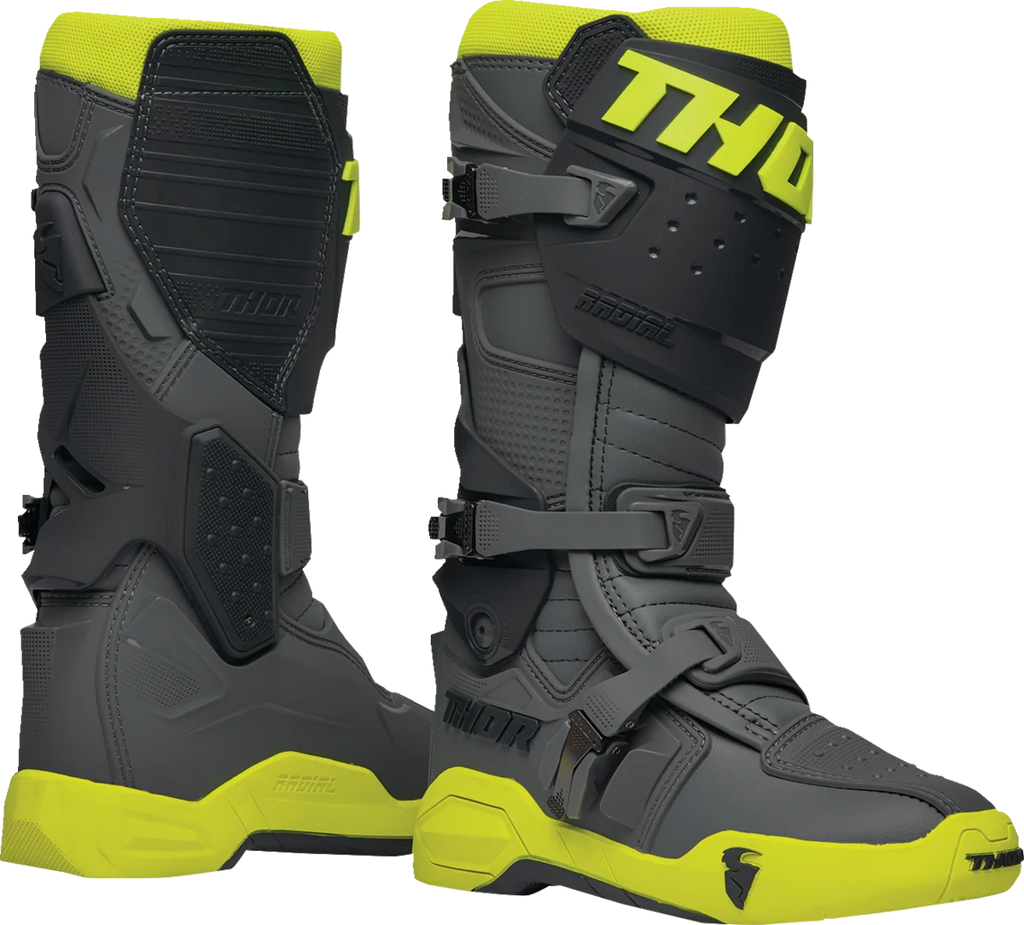 Thor Radial Boots - Gray/Fluorescent Yellow - Size 15 - Main Product View