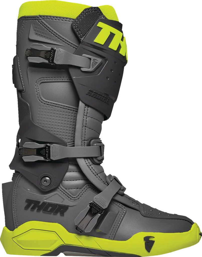 Thor Radial Boots - Gray/Fluorescent Yellow - Size 15 - Side View