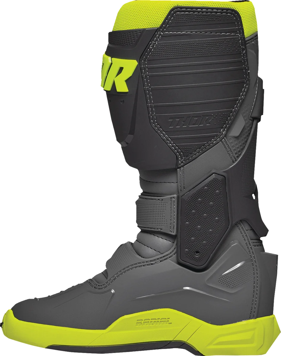 Thor Radial Boots - Gray/Fluorescent Yellow - Size 15 - Back View