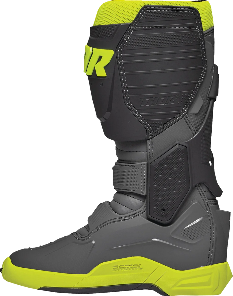 Thor Radial Boots - Gray/Fluorescent Yellow - Size 15 - Back View