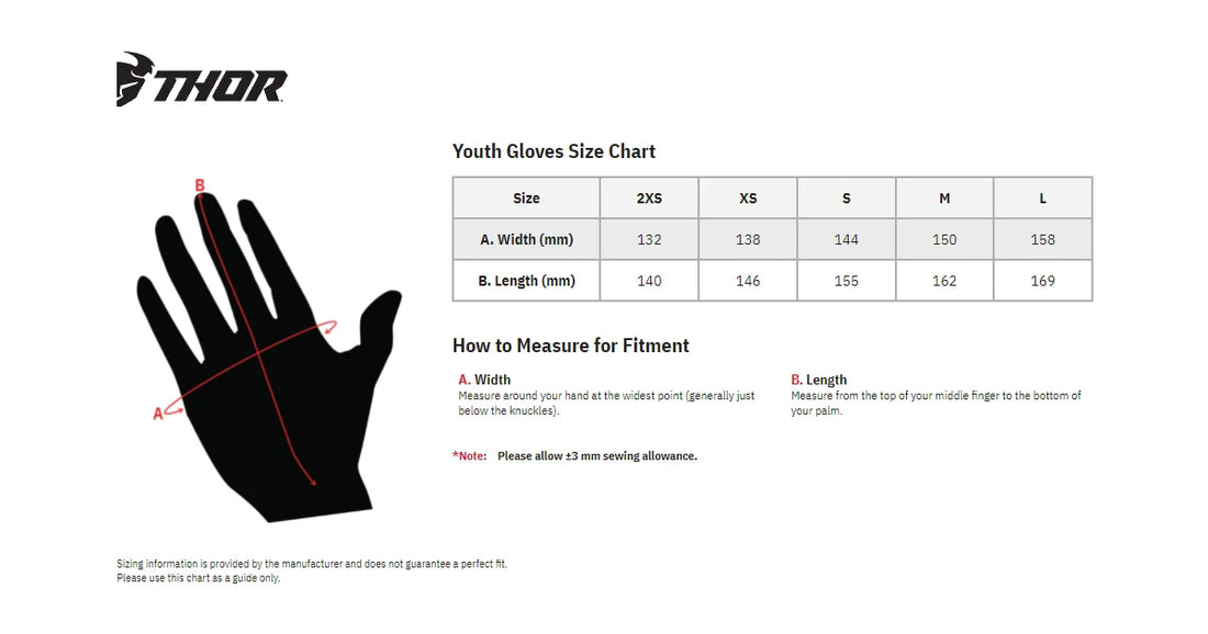 Thor Youth Sector Gloves - Blue/Black - Large - Installation View