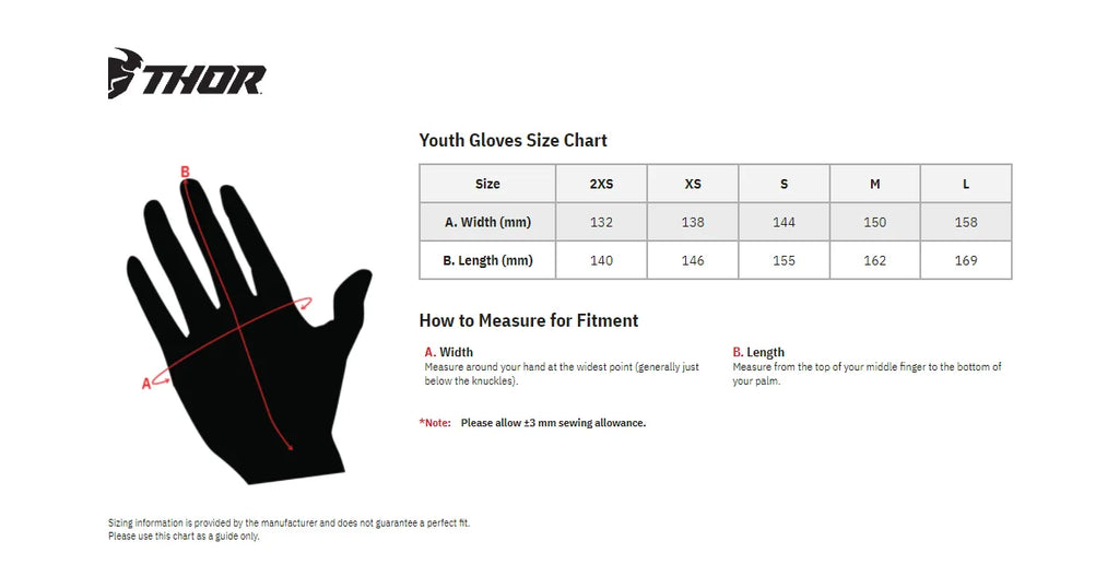 Thor Youth Sector Gloves - Blue/Black - Large - Installation View
