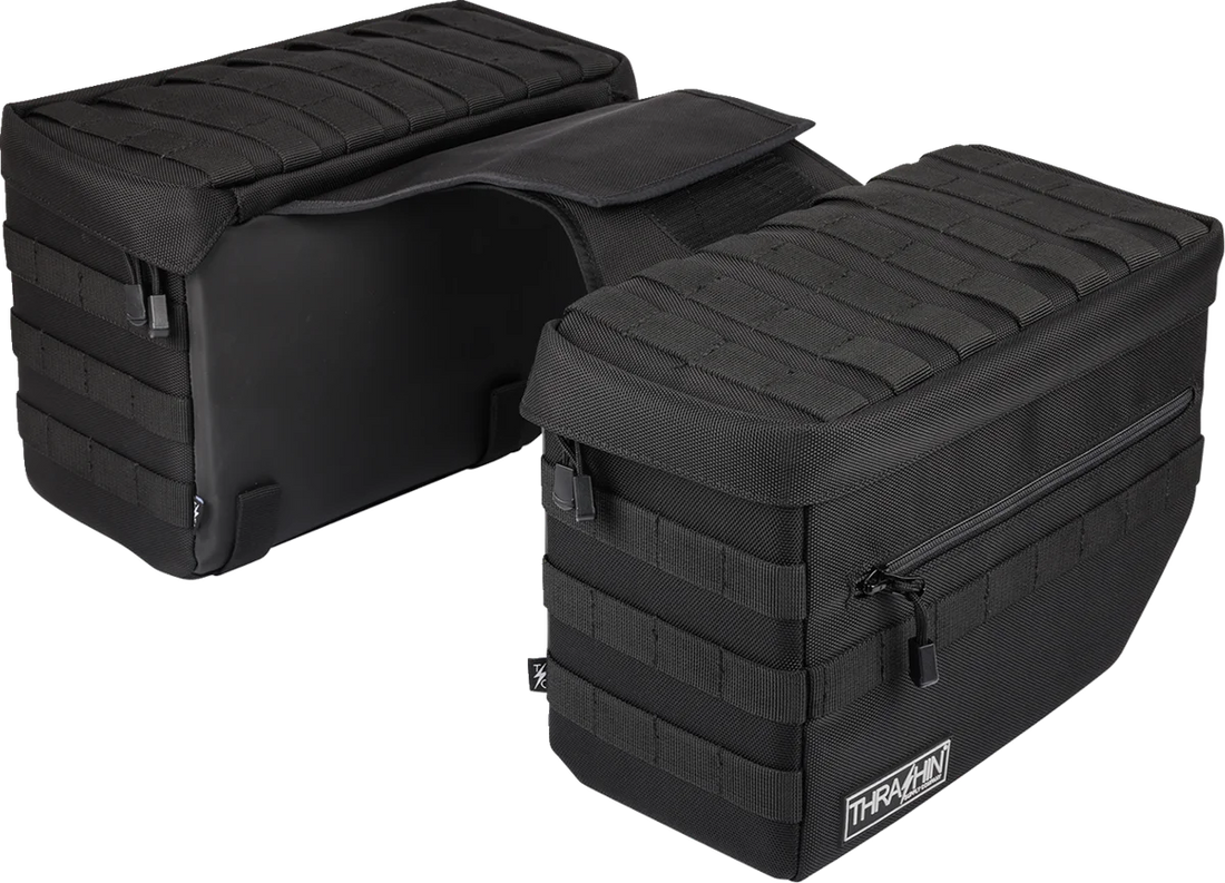 Thrashin Supply Co. Escape Saddlebags - Black - Back View