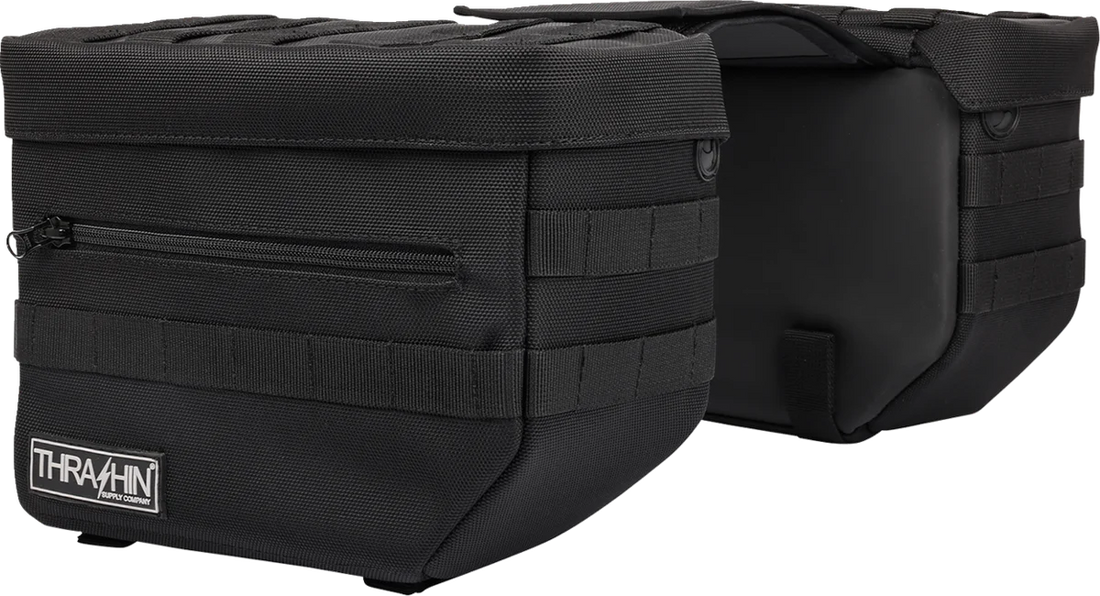 Thrashin Supply Co. Essential Saddlebags - Black - Side View