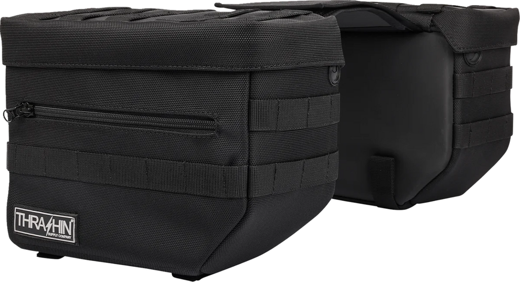 Thrashin Supply Co. Essential Saddlebags - Black - Side View