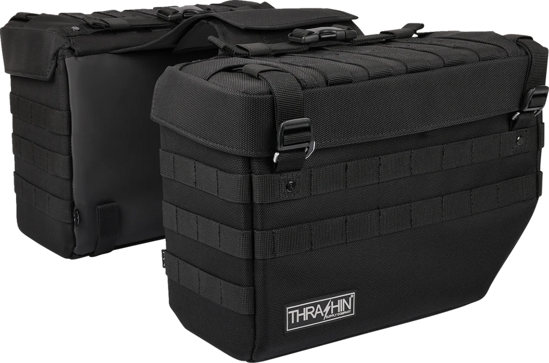 Thrashin Supply Co. Expedition Saddlebags - Black - Side View