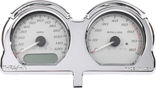 Load image into Gallery viewer, Thrashin Supply Co. Gauge Relocation Kit - Chrome - Back View