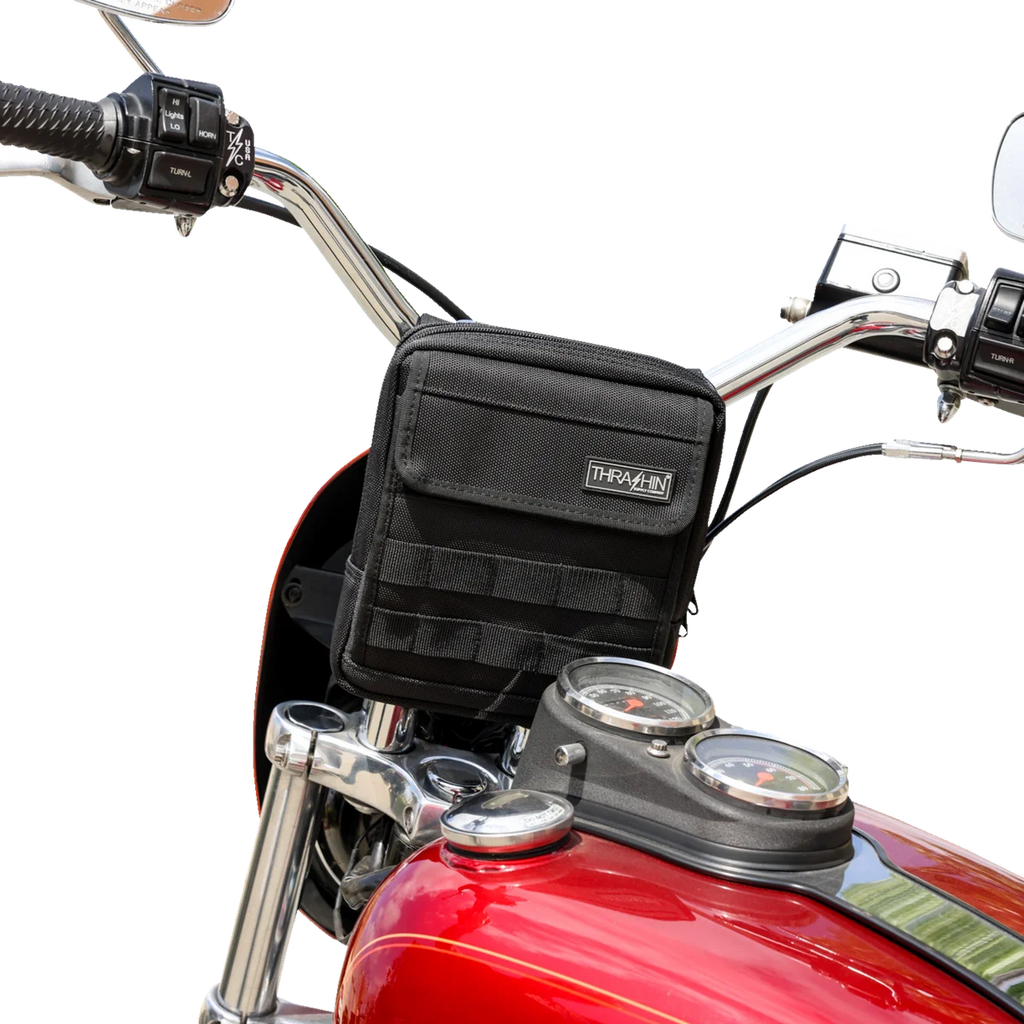 Thrashin Supply Co. Handlebar Bag - Slim - Black - Installation View