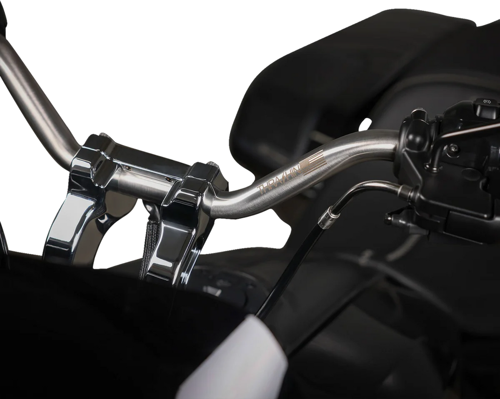 Thrashin Supply Co. Handlebar - Mid Bend - Stainless Steel - Installation View