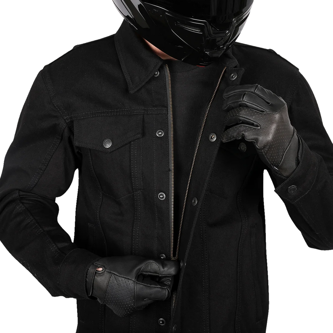 Thrashin Supply Co. Highway v2 Denim Riding Jacket - Black - 2XL - Back View