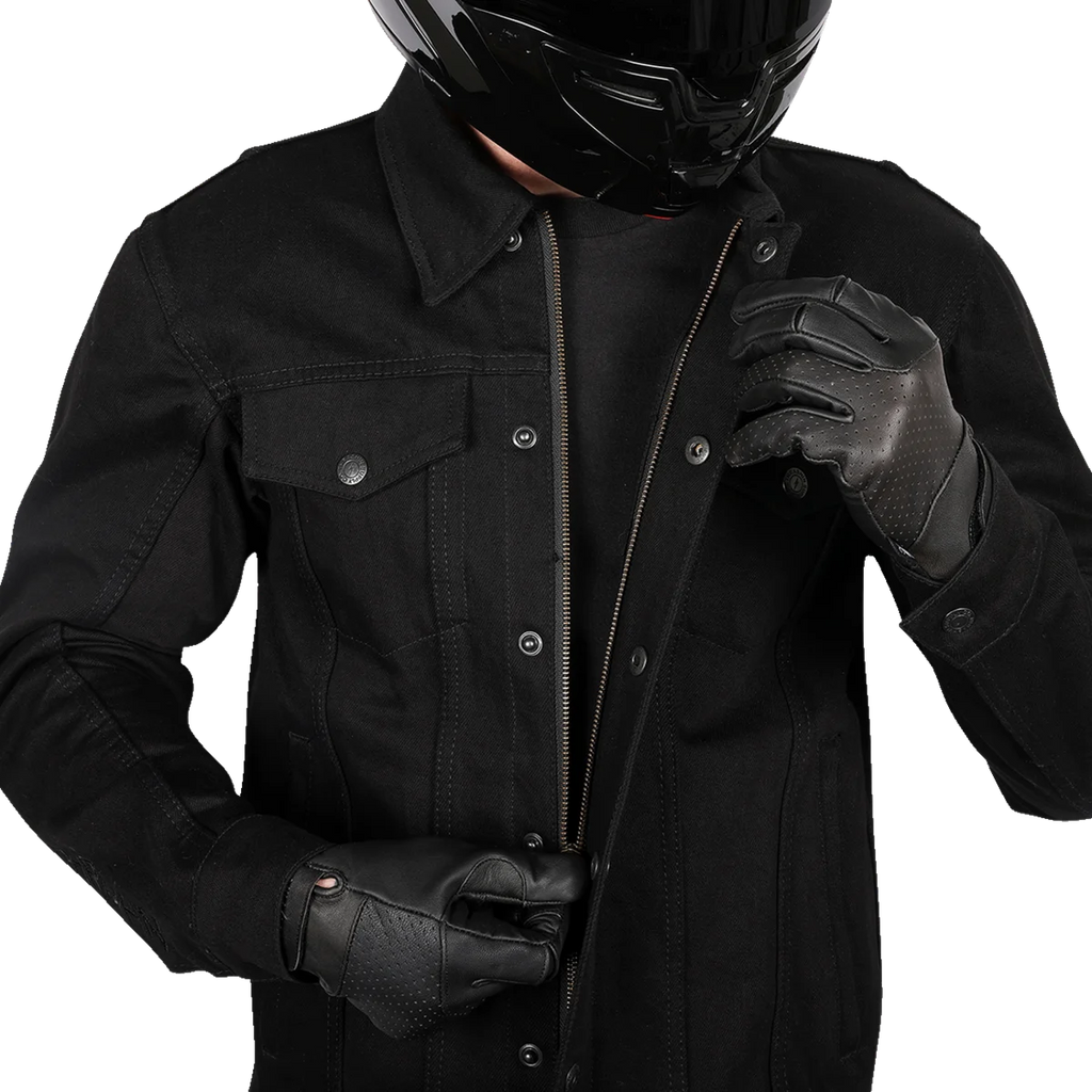 Thrashin Supply Co. Highway v2 Denim Riding Jacket - Black - 2XL - Back View