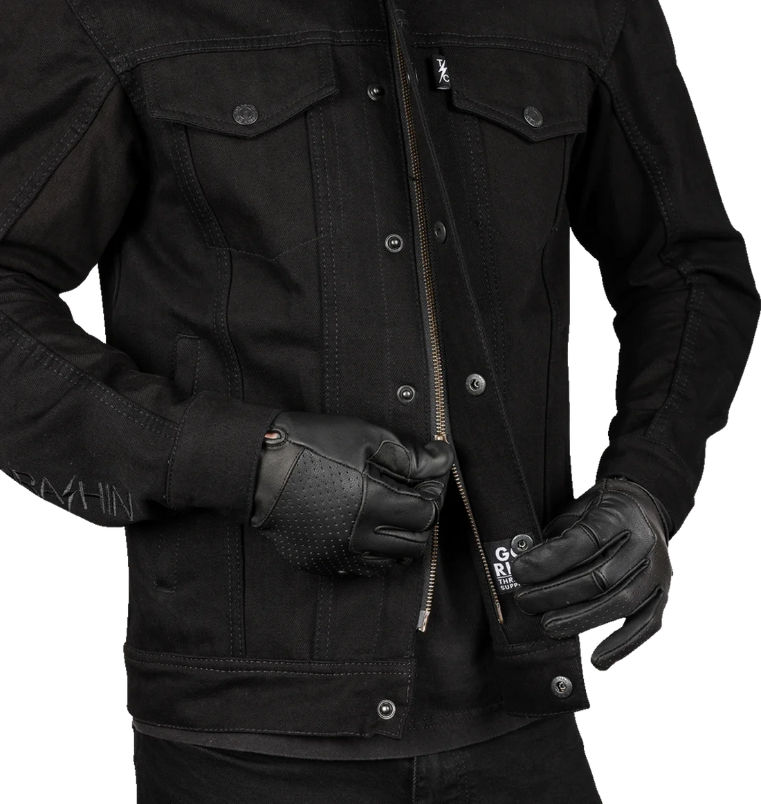 Thrashin Supply Co. Highway v2 Denim Riding Jacket - Black - 2XL - Additional View 5