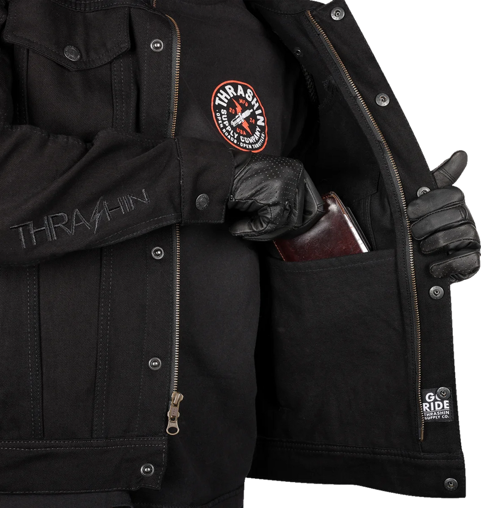 Thrashin Supply Co. Highway v2 Denim Riding Jacket - Black - 2XL - Additional View 11