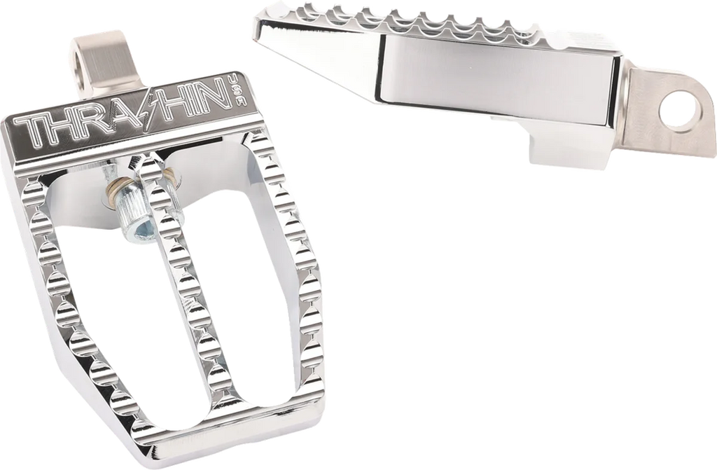 Thrashin Supply Co. Militant Footpegs - Front - Chrome - Side View
