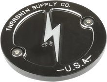 Load image into Gallery viewer, Thrashin Supply Co. Points Cover - Dished - Black - M8 - Side View