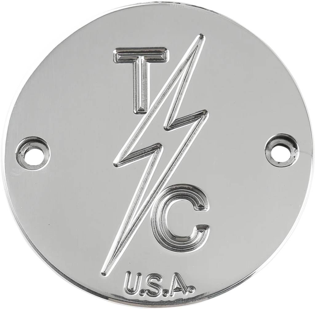 Thrashin Supply Co. Points Cover - Dished - Polished - Twin Cam - Side View