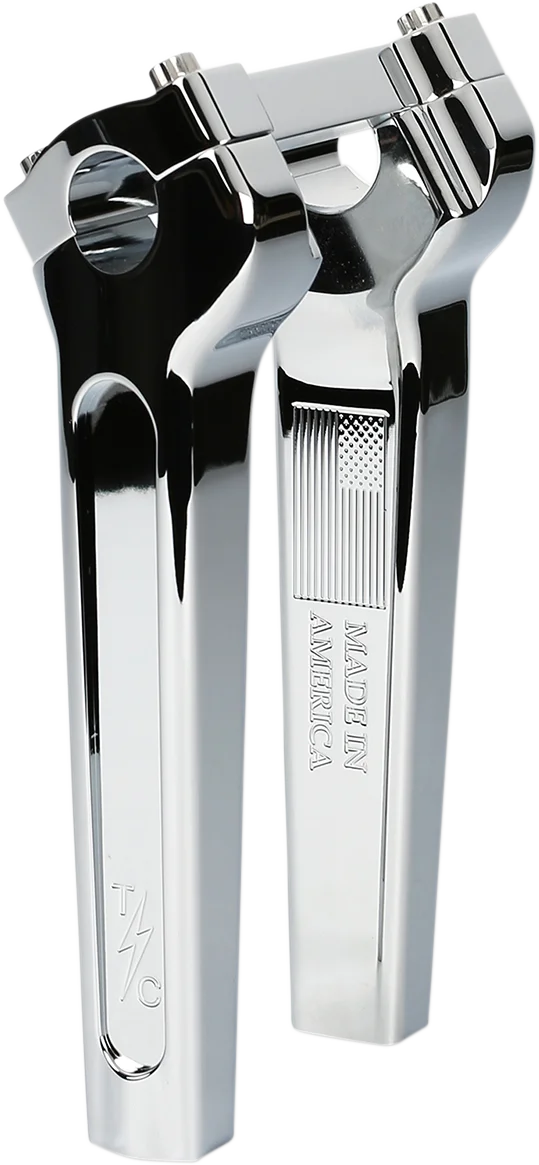 Thrashin Supply Co. Risers - Straight - 8" - Chrome - Side View