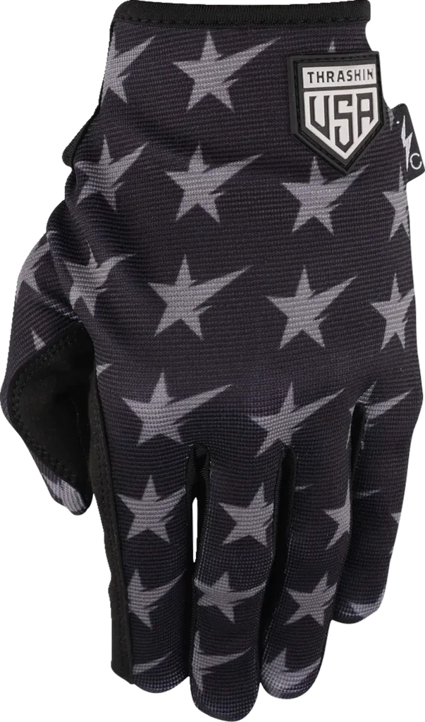 Thrashin Supply Co. Stars & Bolts Stealth Gloves - Black/Gray - Large - Side View