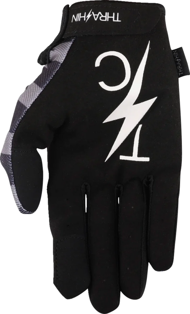 Thrashin Supply Co. Stars & Bolts Stealth Gloves - Black/Gray - Large - Back View