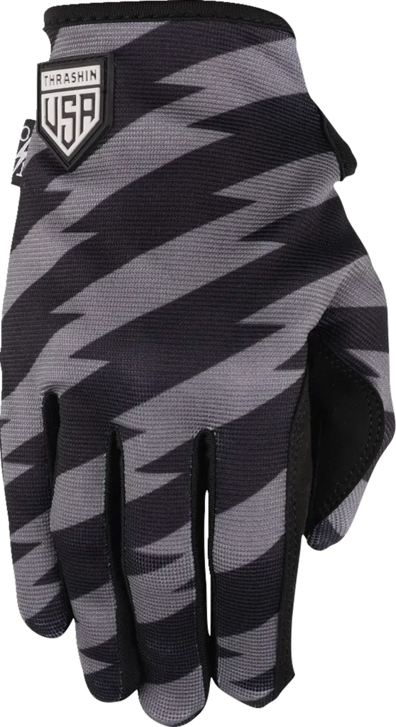Thrashin Supply Co. Stars & Bolts Stealth Gloves - Black/Gray - Large - Installation View