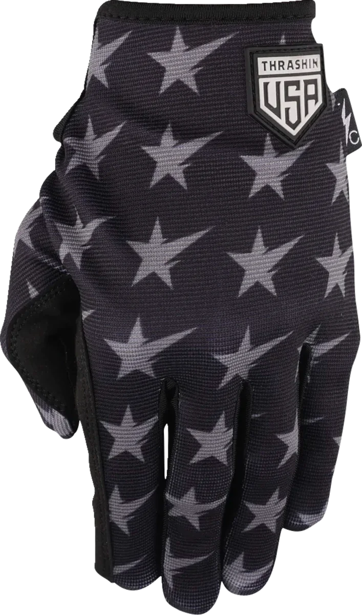 Thrashin Supply Co. Stars & Bolts Stealth Gloves - Black/Gray - XL - Side View