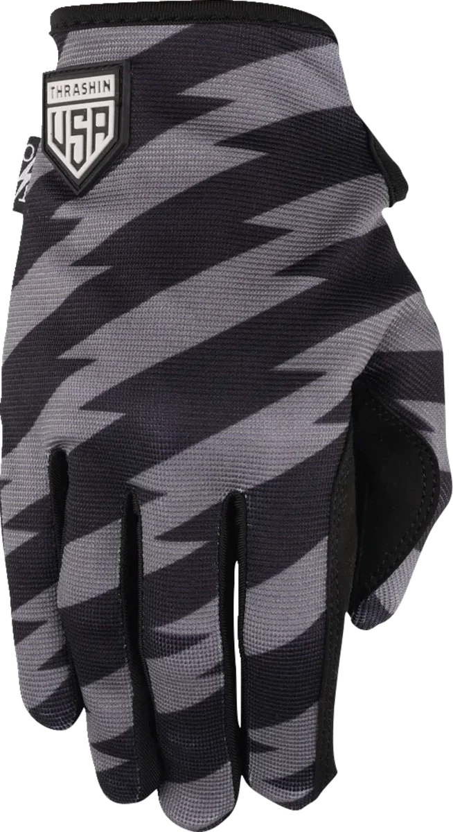 Thrashin Supply Co. Stars & Bolts Stealth Gloves - Black/Gray - XL - Installation View