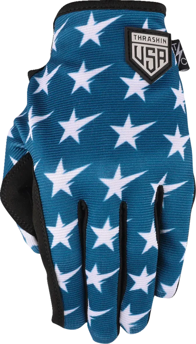 Thrashin Supply Co. Stars & Bolts Stealth Gloves - Red/Blue - XL - Side View