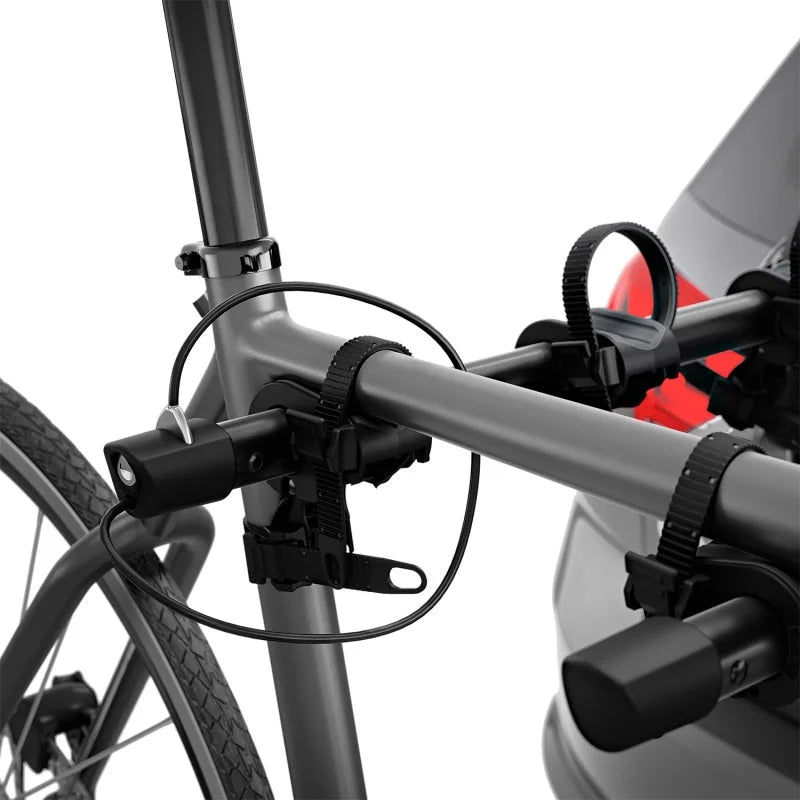 Thule Gateway Pro 3 Hanging-Style Trunk Bike Rack w/Anti-Sway Cages (Up to 3 Bikes) - Black - Back View