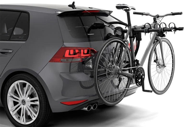Thule Gateway Pro 3 Hanging-Style Trunk Bike Rack w/Anti-Sway Cages (Up to 3 Bikes) - Black - Installation View