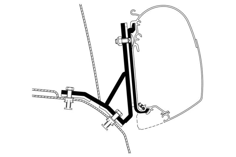 Thule HideAway Awning Wall Mount Adapter for Dodge ProMaster - Black/Silver - Side View