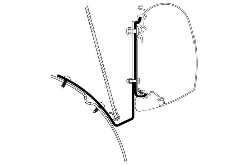 Thule HideAway Awning Wall Mount Adapter for VW Lift Roof - Black/Silver - Side View