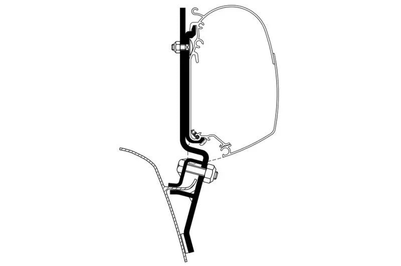 Thule HideAway Awning Wall Mount Adapter for VW T2 - Black/Silver - Side View